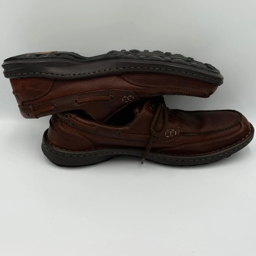 Freeman Free Flex Mens Brown Leather Boat Shoes Moc Toe Casual Loafers